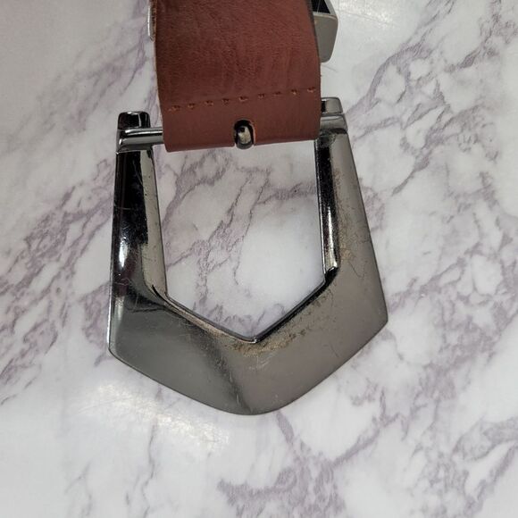 CINTURE D\'AUTORE Brown Italian Genuine Leather Belt with Rhinestone Buckle main image 5